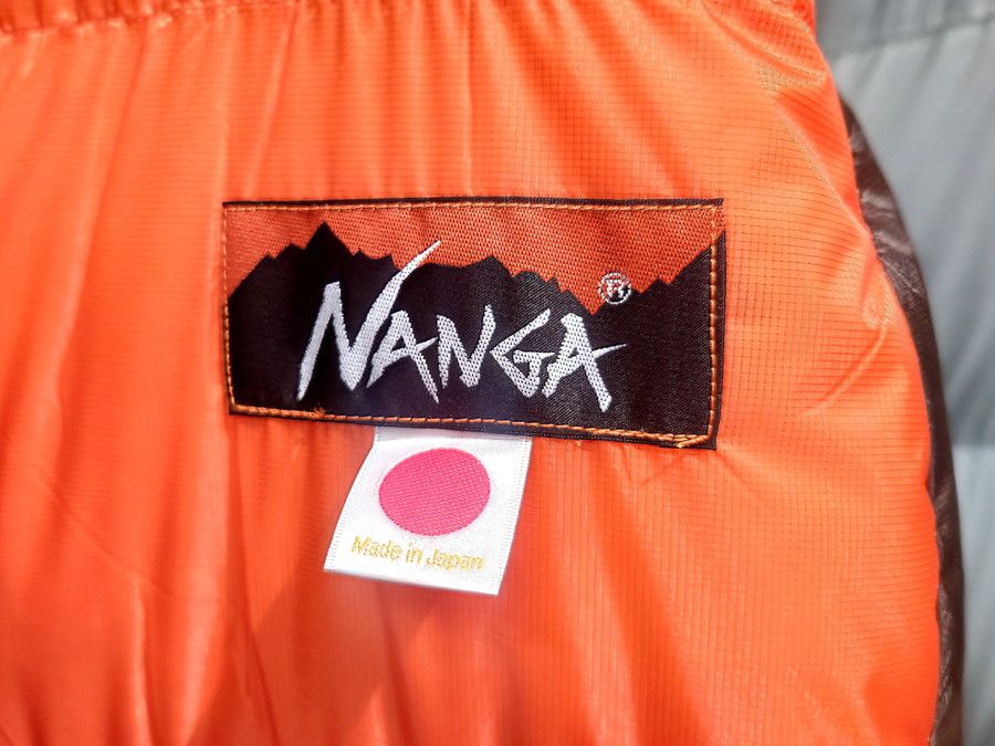 ナンガのシュラフの日本製(Made in Japan)のタグ