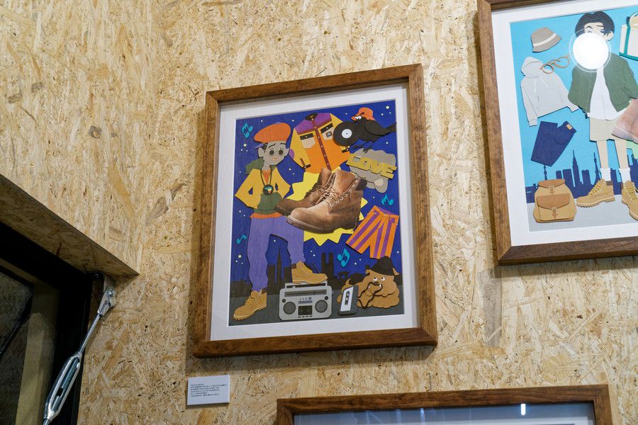 ティンバーランド 代官山 TIMBERLAND BOUTIQUE TOKYOの切り絵によるアートワーク