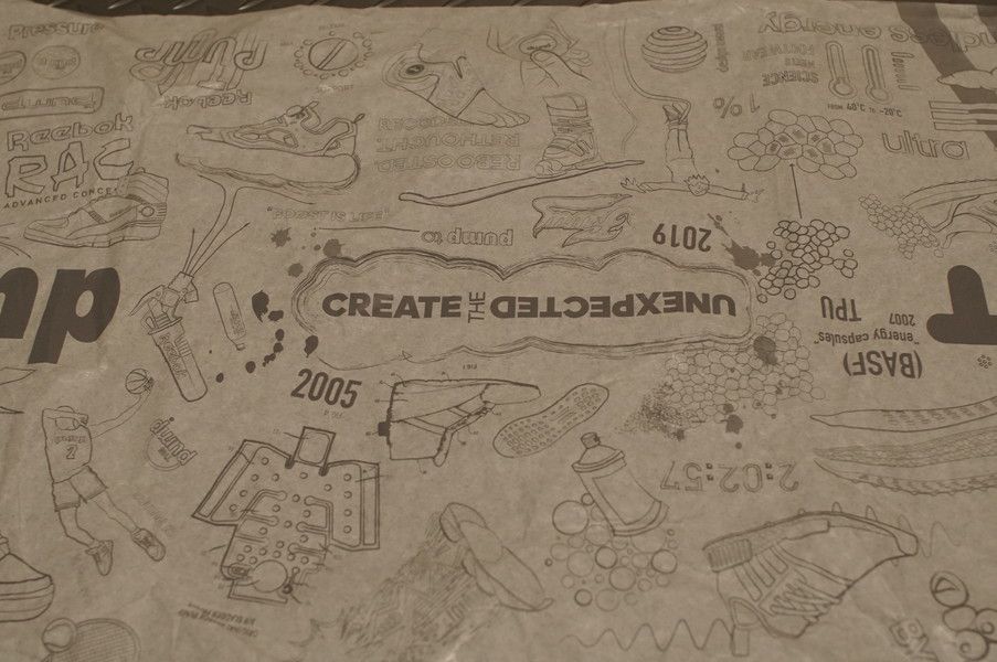 Reebok INSTAPUMP FURY BOOST prototype (リーボック インスタポンプ フューリー ブースト プロトタイプ) 包み紙 デザイン "CREATE UNEXPECTED"