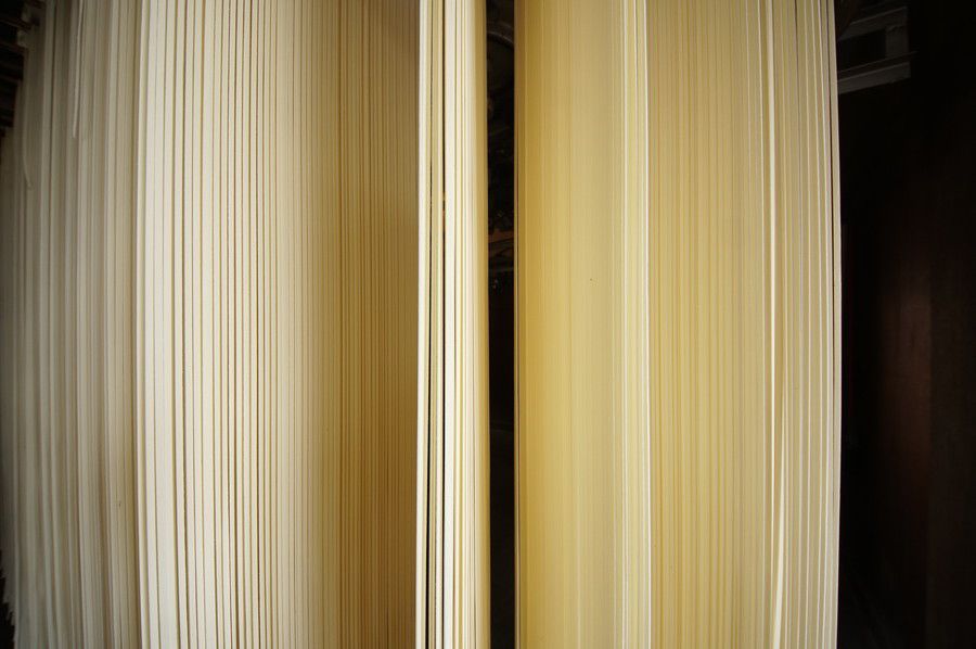 江戸玉川屋 製麺 乾燥工程 麺のカーテン