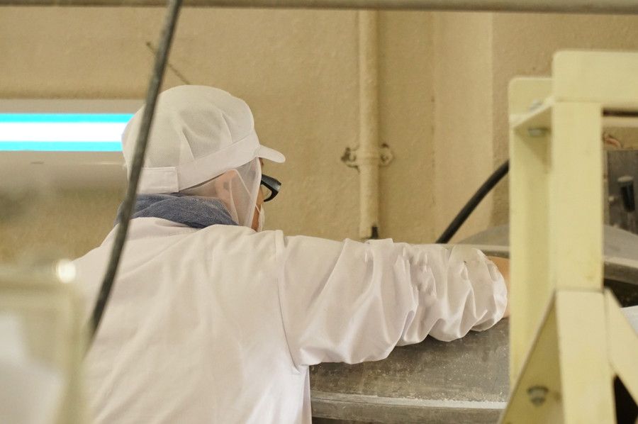 江戸玉川屋 製麺工場 湯捏 工程